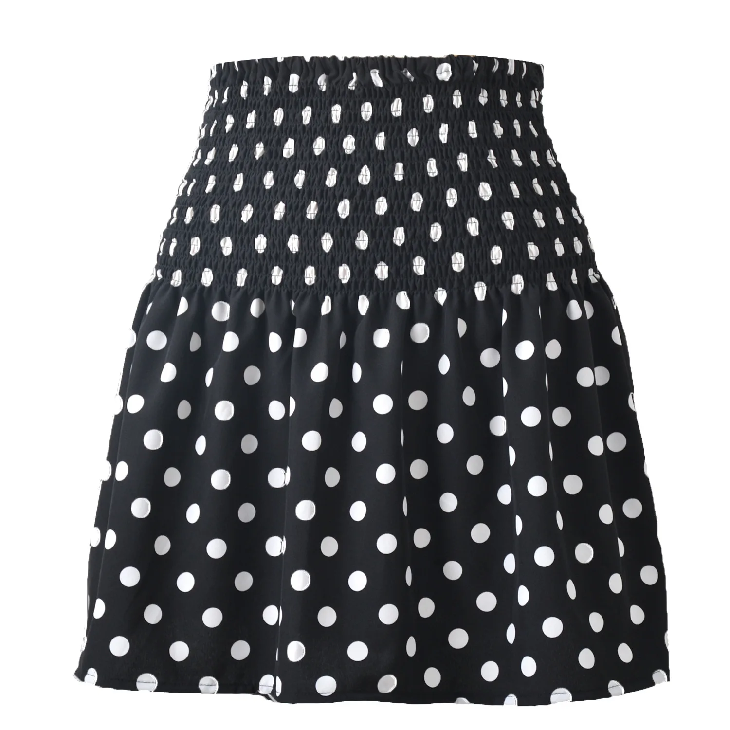 European and American plus size women's summer loose skirt high waist super elastic cross-border polka dot print skirt summer skirts