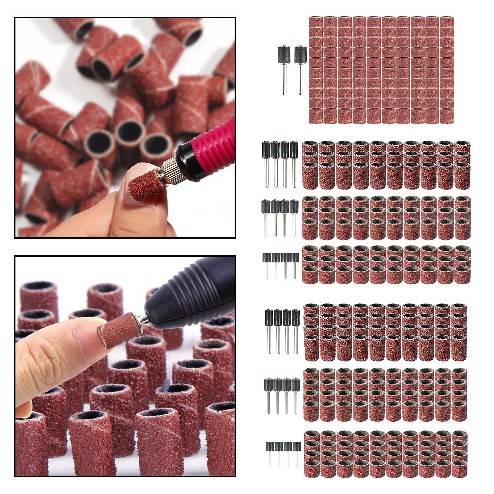 102PCS/ 132PCS Sanding Bands Sanding Band Drum Grit Sandpaper + Mandrel For Sand Shape Groove Woods Fiberglass Rotary Tool