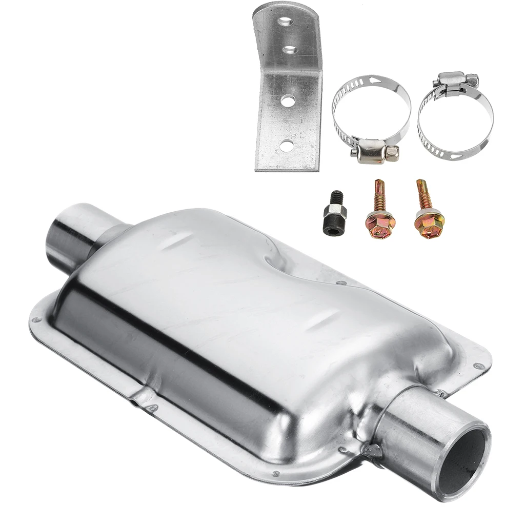 24mm Pipe Silencer Exhaust Muffler with 2 Clips and Mounting Bracket for Car Truck Parking Heater