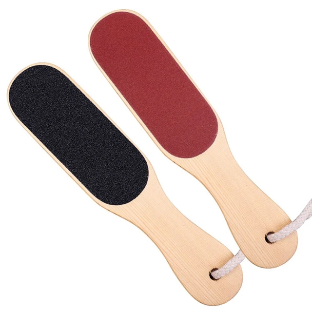 Pumice Stone Foot File - Wooden Pedicure Feet Scrubber with Handle