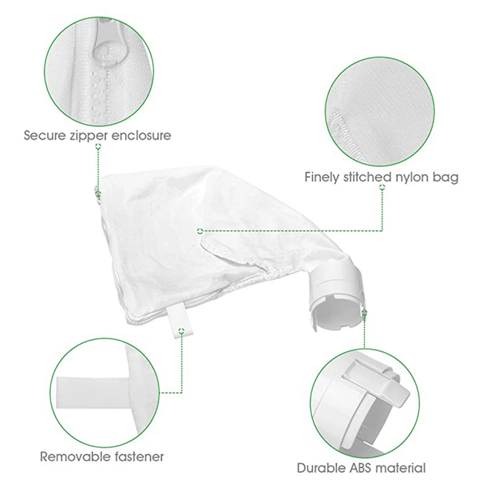 2pcs Polyester Swimming Pool Cleaner Filter Bag for Polaris Filter Bag Zipper Bag Parts Replacement Bag Pool Filter Vacuum Bag