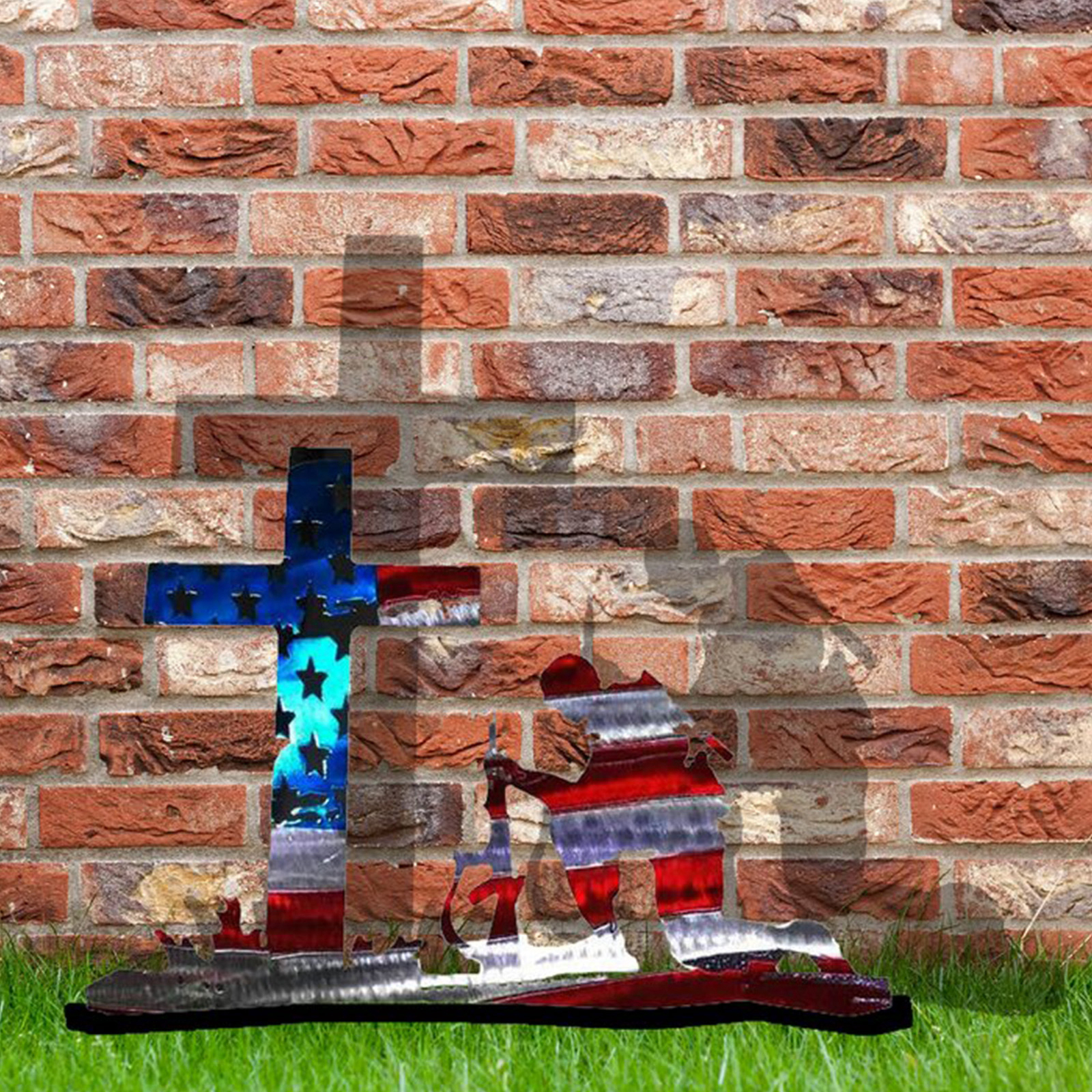 Hand Made Kneeling Soldier Flag Statues for Garden Outdoor Indoor Ornaments