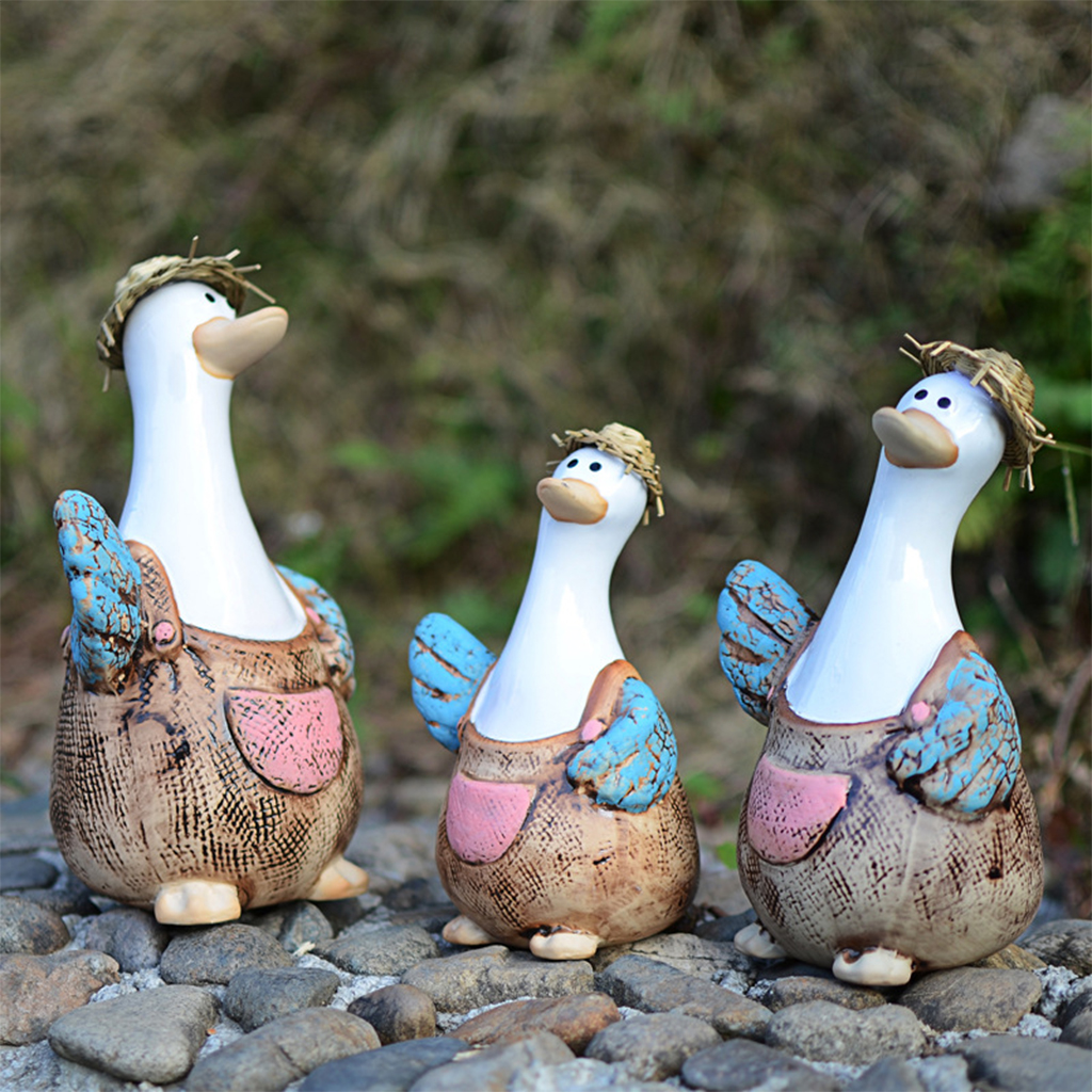 Ceramic Duck Statues Home Decor Figurines Living Room Outdoor Yard Art