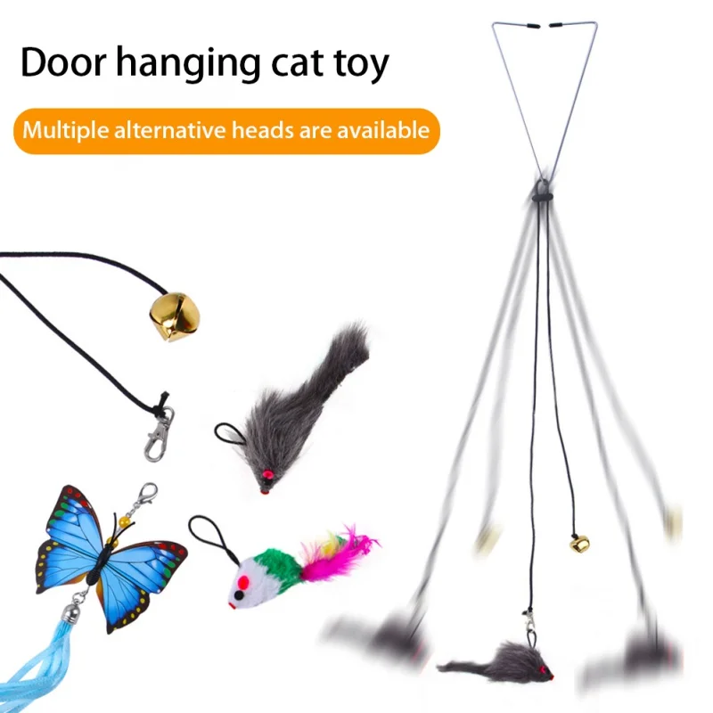 Cat Toy Door Hanging Plush Mouse Cat Toy Retractable Scratch Rope Interactive Self-excited Entertainment Pet Supplies