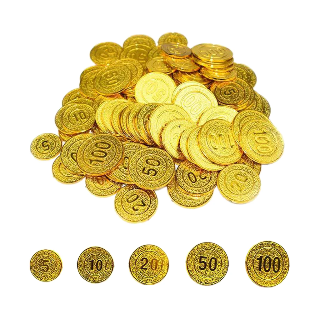 100pcs Poker Chip Set Casino Game Tokens Pirate Treasure Coin 5 10 20 50 100