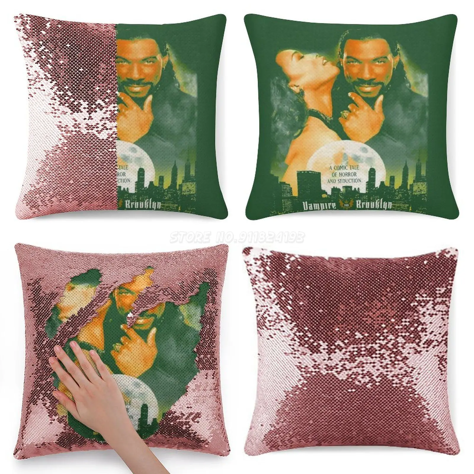 1995 Vampire In Brooklyn Vintage Eddie Murphy + Angela Bassett Classic 90 _  S Sequin Pillowcase Cafe Home Decor Color Changing P