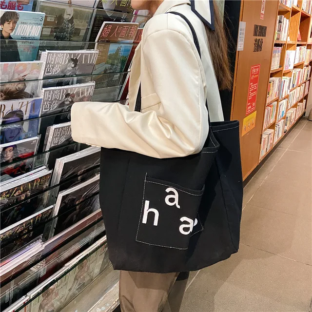 Women Bag Canvas Tote Bag Letter Casual Hasp Soft Shoulder Bag Handbag Purse  High-capacity Graffiti Bag Euro-America Style - AliExpress