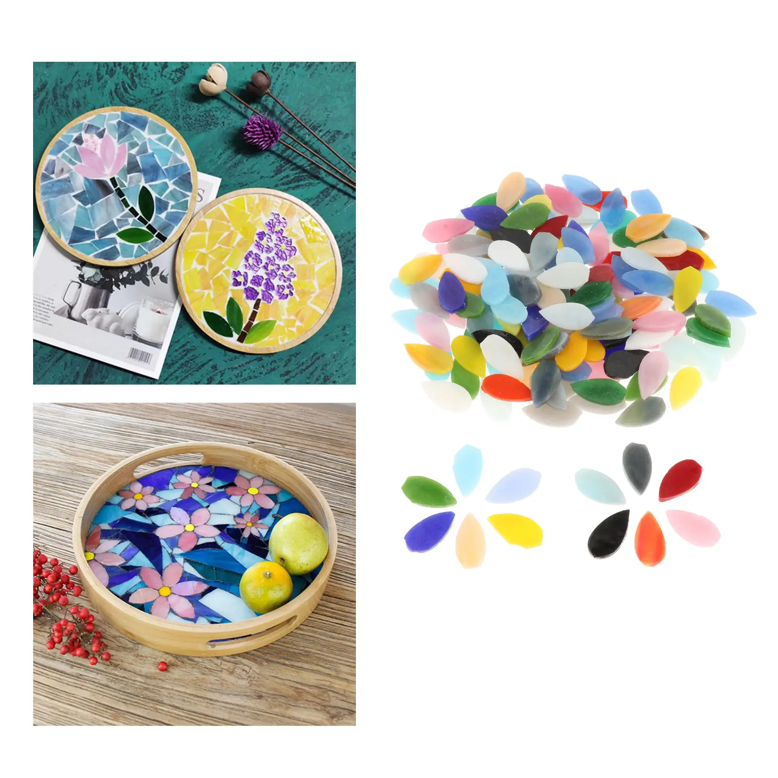 150x Assorted Colors Water Drop Mosaic Tiles Flower Leaves for Art Crafts Pots Stepping Stones Decoration