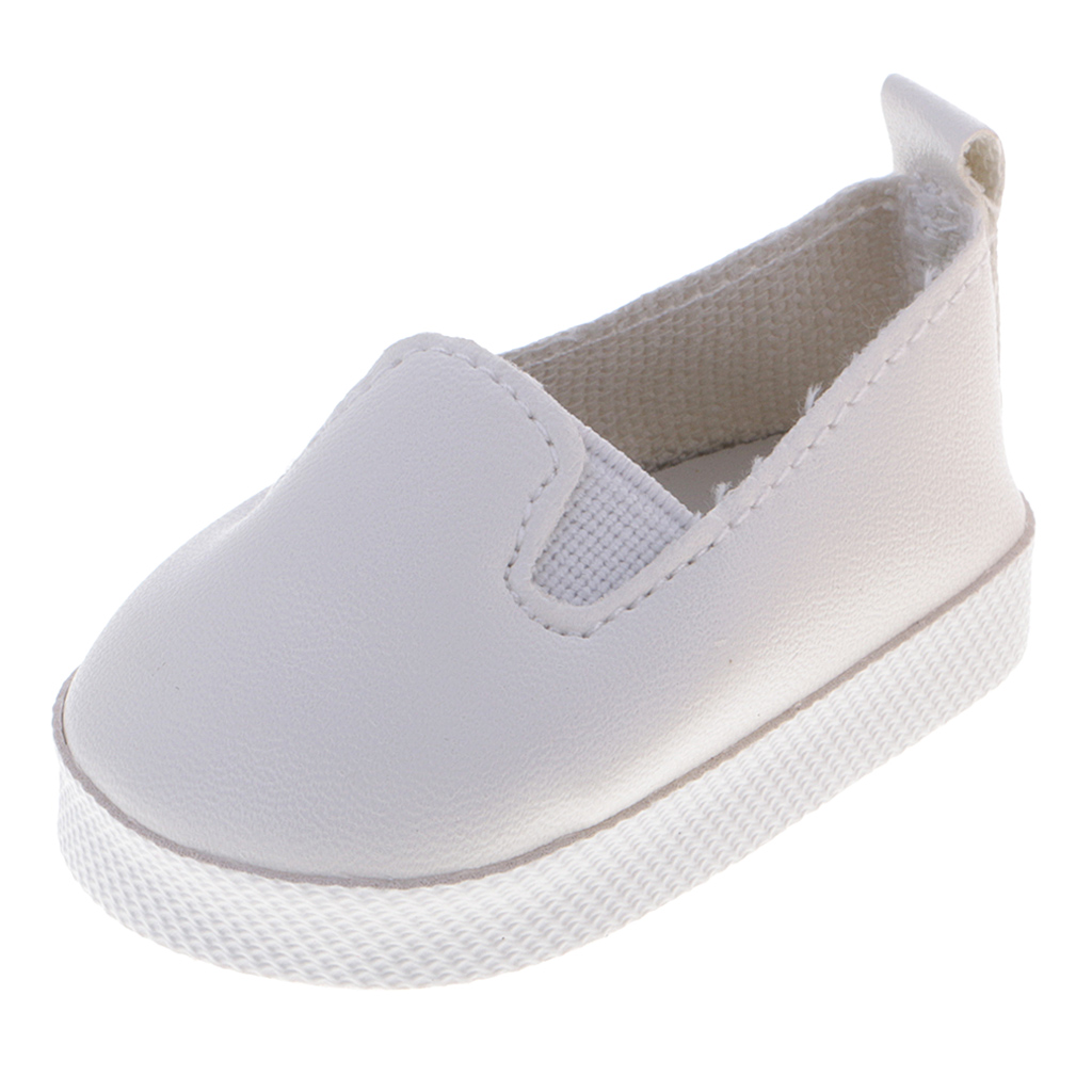 Trendy White PU Leather Slip-on Shoes for 18'' AG American Doll Doll Accessory