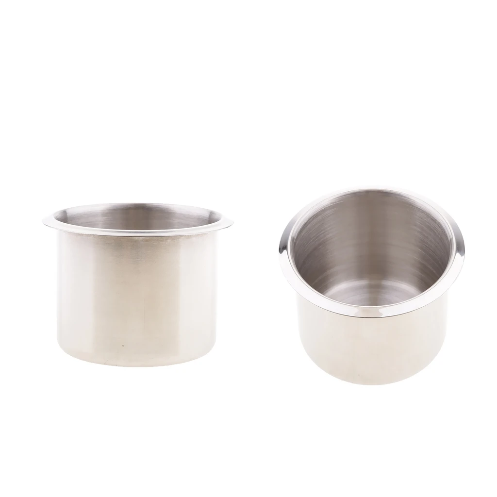 2PCS 68mm Stainless Steel Boat RV Camper Recessed Cup Drink Holder Silver Rust Proof  Corrosion Protection