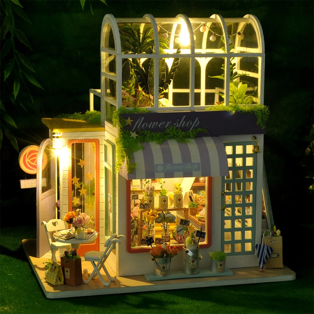 DIY Dollhouse Wooden Craft Kits Handmade Wood Dollhouse Miniature Furniture Kit Puzzles Garden House Room Gift Toy