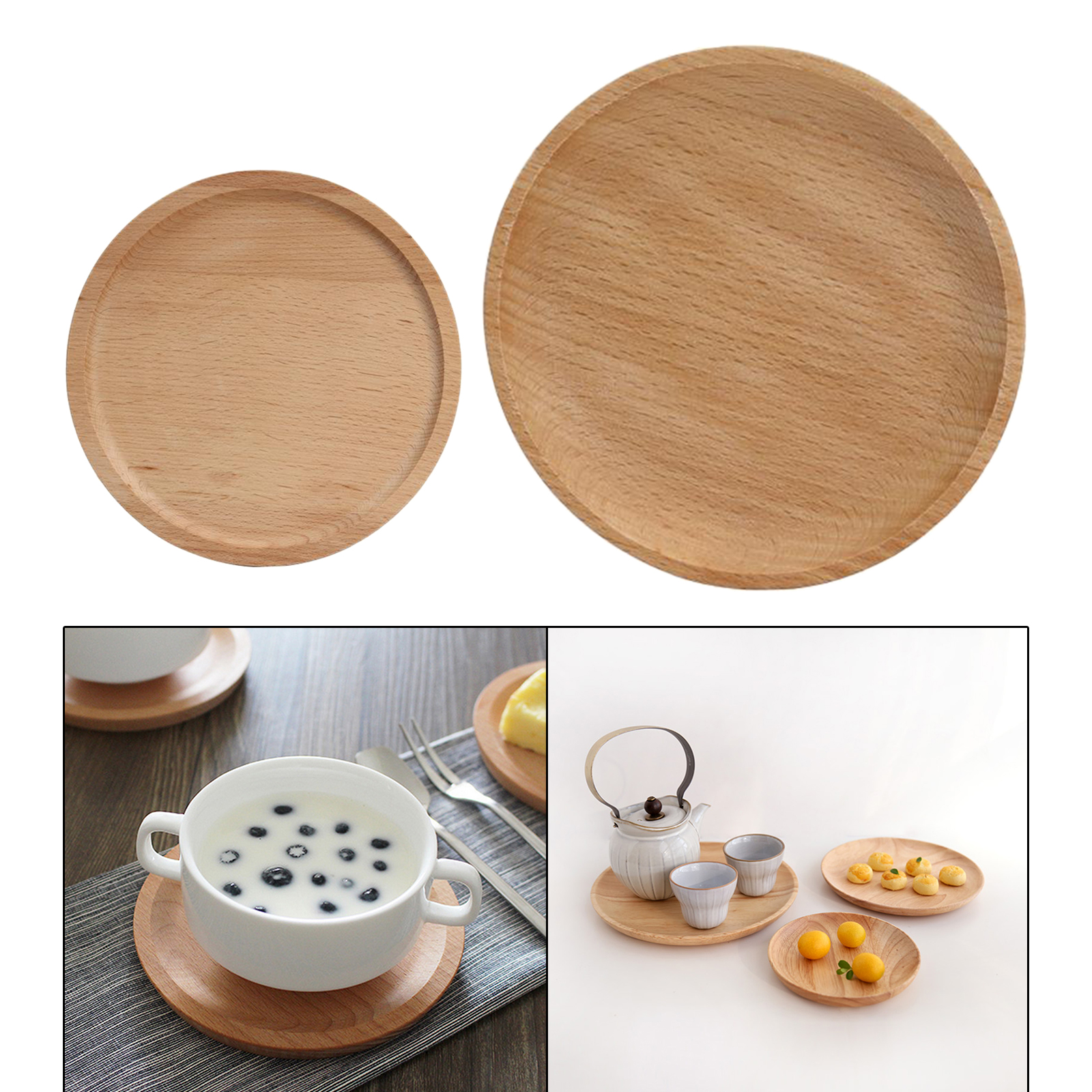 Wood Serving Plate Round Serving Tray Fruit Dessert Cake Snack Candy Platter Wooden Dishes