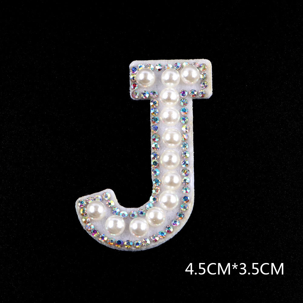 26 brief AB Strass Perle Englisch Alphabet Patch 3D Perlen Aufkleber Mixed Stickerei Patch Für Kleidung Logo Diy Applique – Detail 21