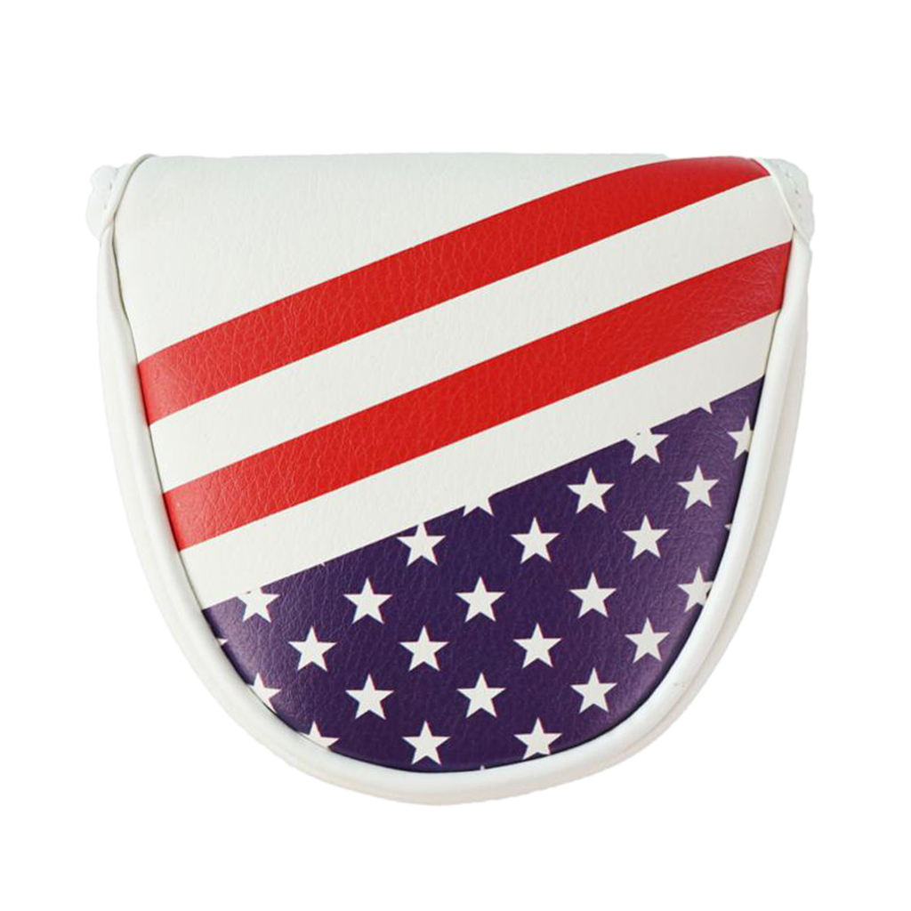 Golf Putter Head Cover Magnetic Mallet Blade Headcover USA Star Stripes Eagle Flag Design, Magnet Closure Fit All Golf Brands