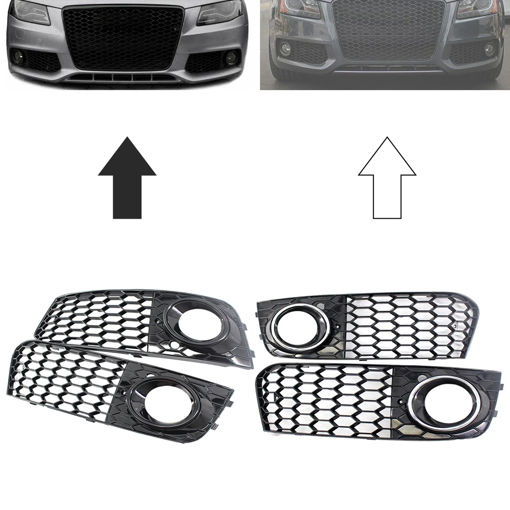 2x Fog Light Grille Grill Cover for Audi A4 B8 RS4 8KD807682 Black Durable