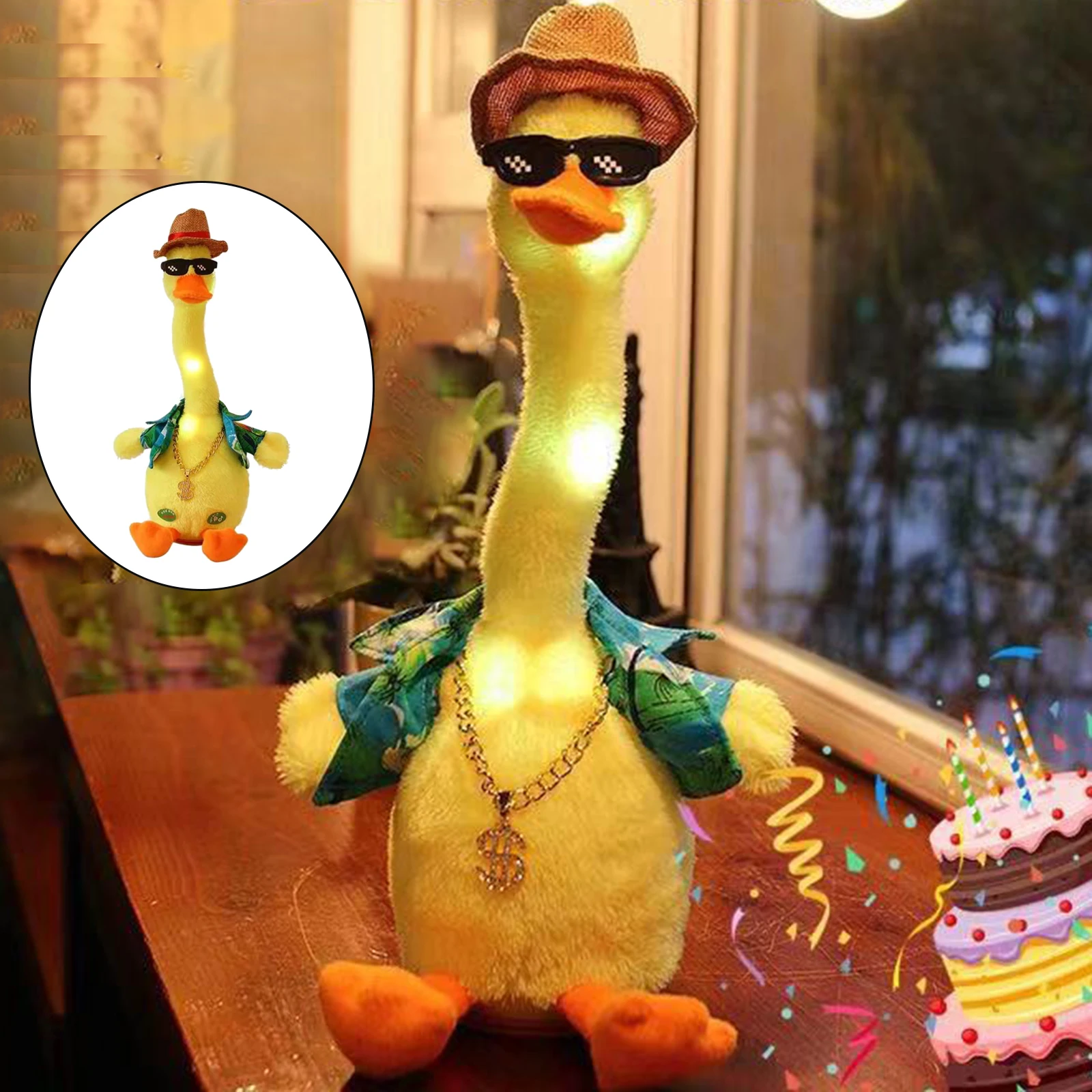 Lovely Dancing Duck Plush Toy Shake Swing Singing Talking Duck Doll Record and Repeat Your Said Voice