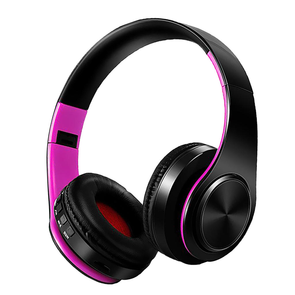 Noise Cancelling Wireless Bluetooth Over-ear Foldable Headphones Headset Black &Purple
