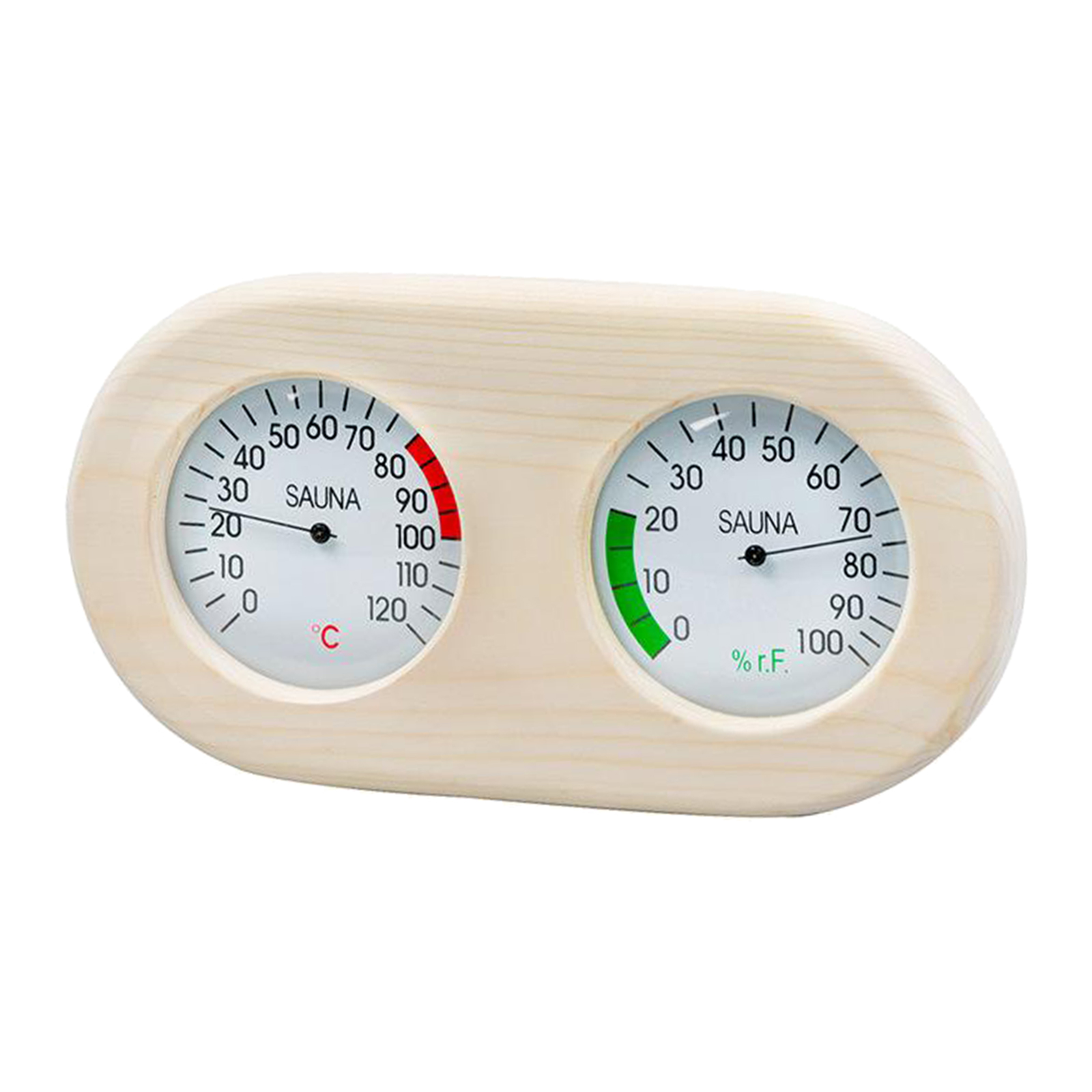 Pine Wood Sauna Hygrothermograph, Durable 2 in 1 Thermometer Hygrometer, Family Hotel Indoor Humidity Temperature Measure Gauge