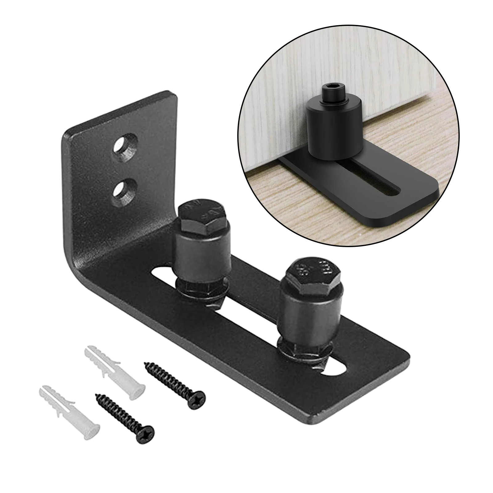 Adjustable Double Roller Sliding Floor Guide Support for Barn Door Bottom Hardware, Smoothly and Quietly
