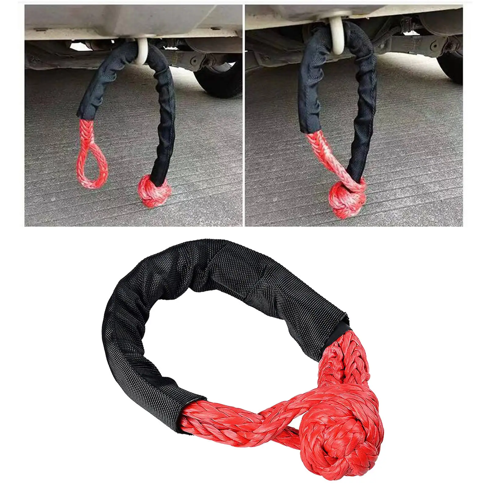 Break Strength Synthetic Soft Shackle Rugged Shackles with Protective Sleeve for Vehicle Recovery