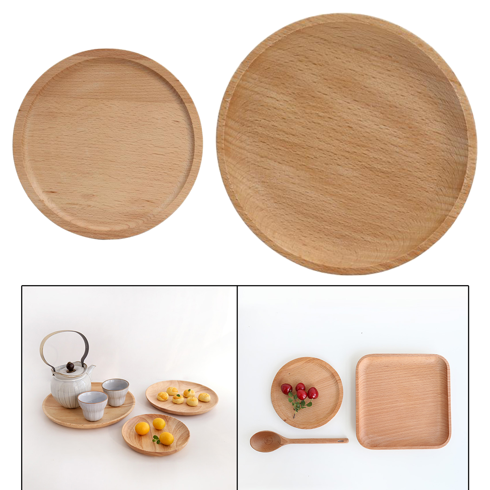 Wood Serving Plate Round Serving Tray Fruit Dessert Cake Snack Candy Platter Wooden Dishes