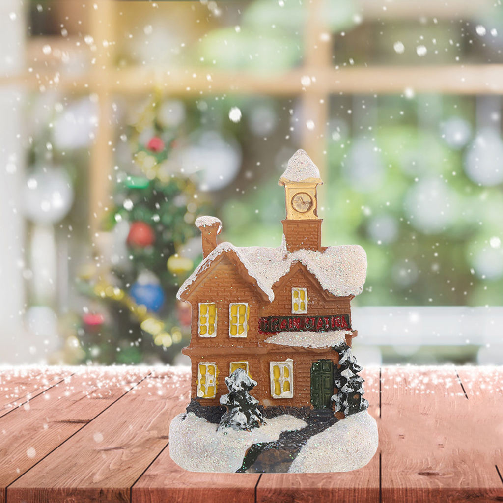 Xmas Village Scene Set Village Scene Sculpture Resin Animated for Lighting up Holiday Displays  Indoor Outdoor Decor