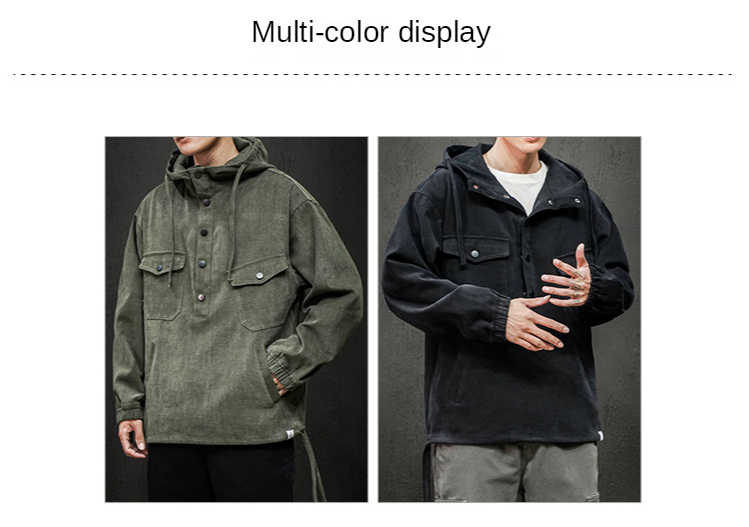 Waliicorners Army Green Cargo Coat Male Sport Multi Pockets Pullover Men Hooded Jacket Mens 8 Hae07b2811cd14e6ebc2a5a1614d97808S