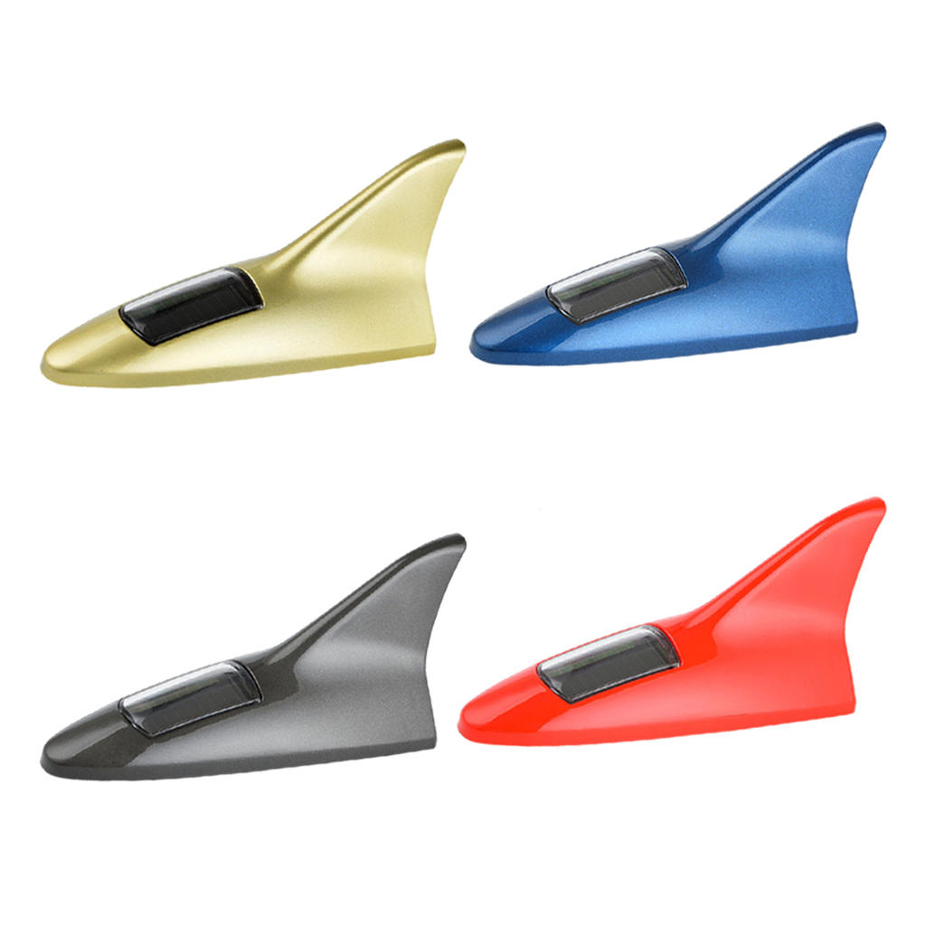 Shark Fin Antenna Universal 4 Colorf Car Roof Antenna Light Solar Shark Fin Warning Light Fits for Car