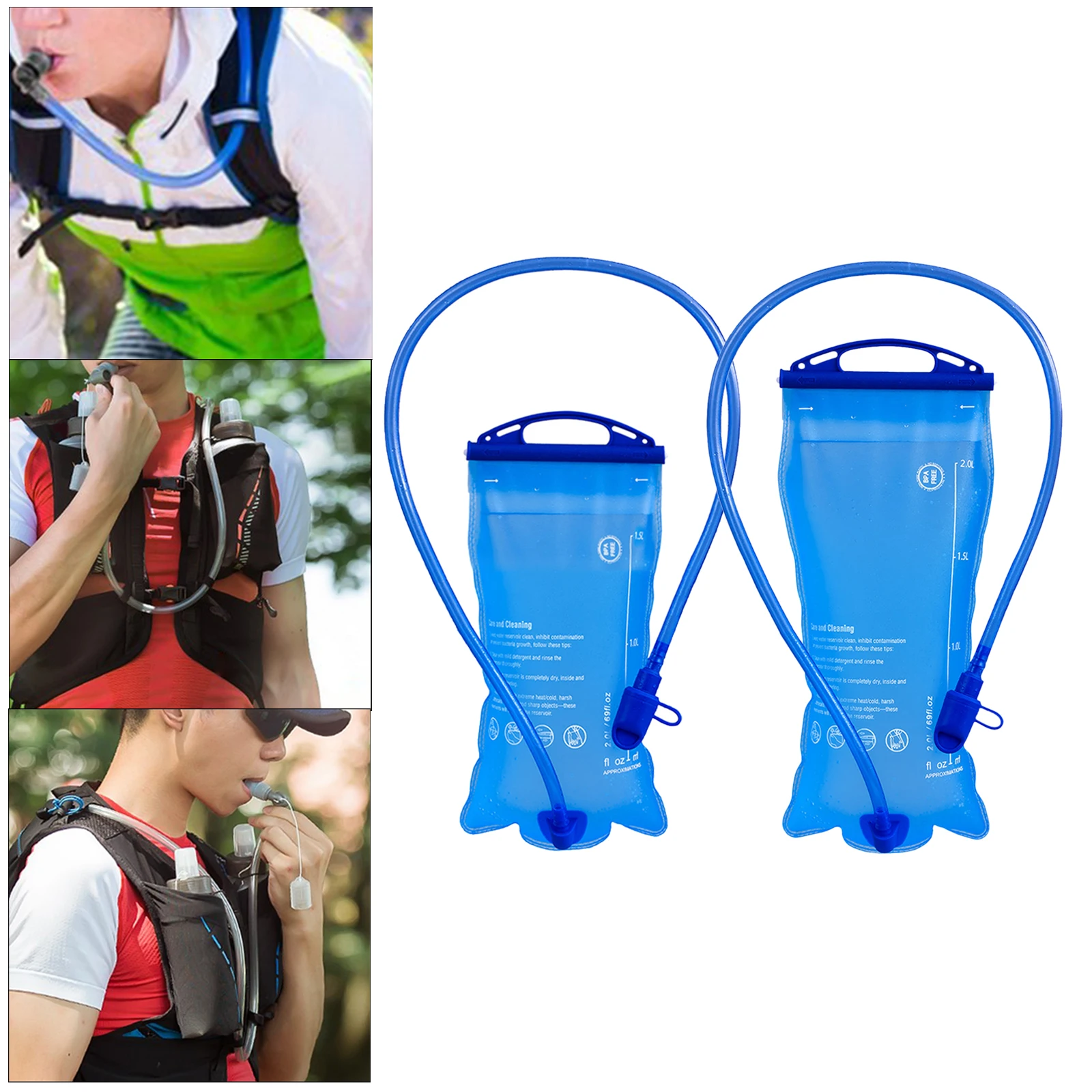 1.5-2L BPA Free Hydration Bladder Water Reservoir Storage Bag for Bicycling Hiking Camping Backpack Running Outdoor Sports