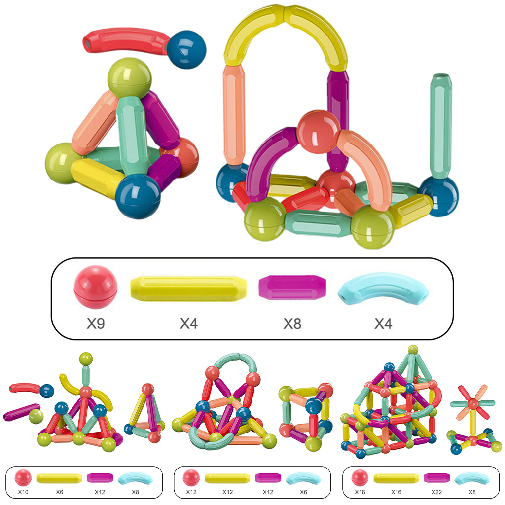 Geometry Magnetic Building Blocks Kid Funny Construction Sticks Blocks Castle Toys 3D Puzzle for 3+ for Kids Age 3-7 Year Old