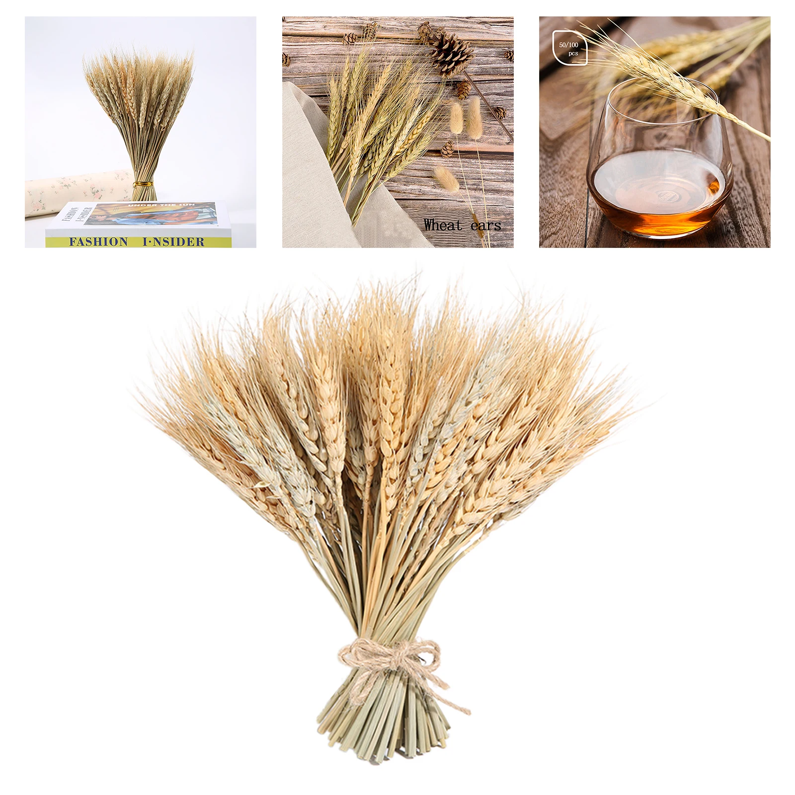 100Pcs Real Wheat Natural Dried Flowers Wedding Party Decoration Craft Scrapbook Diy Home Decoration Photo Props