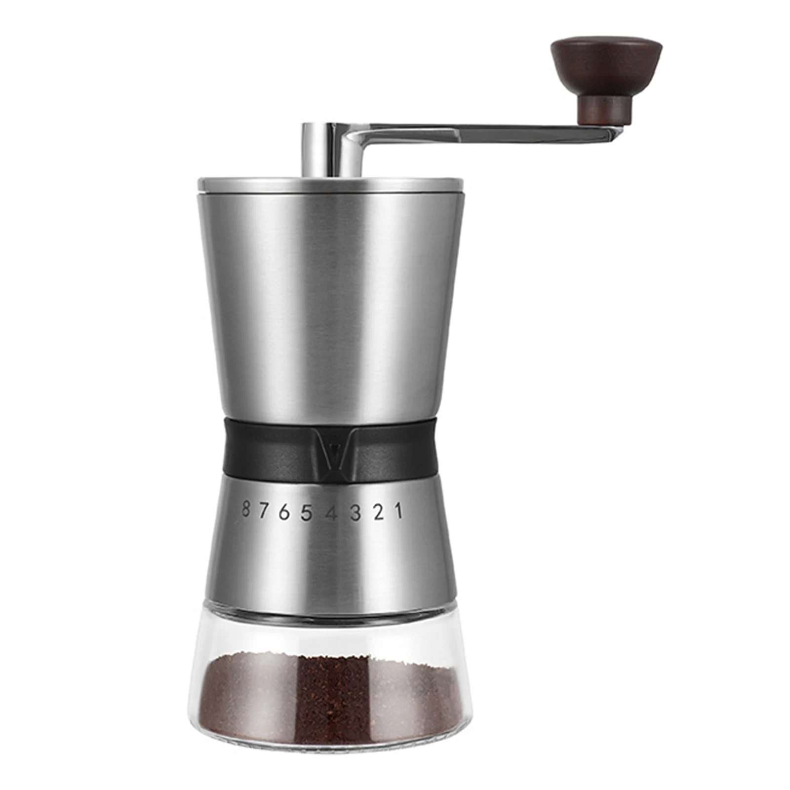 Durable Manual Coffee Grinder with Adjustable 8 Setting Hand Mill Coffee Grinder for Press Camping Turkish Brew Espresso