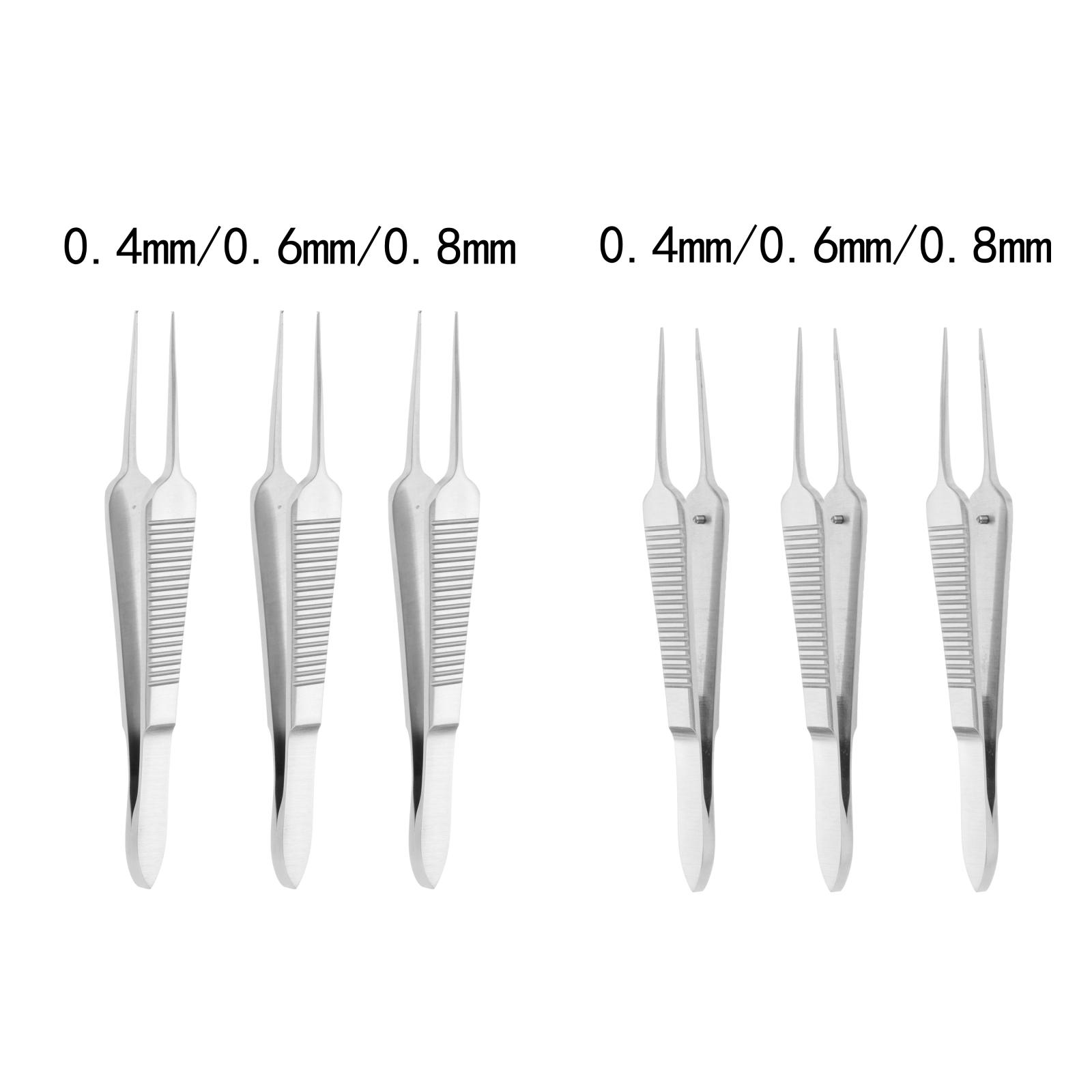 Micro Forceps Safety Use Pointed Short Tweezers for Cosmetic Surgery Hair Removal Hotel - Diameter 0.4 mm, Serrated 102mm