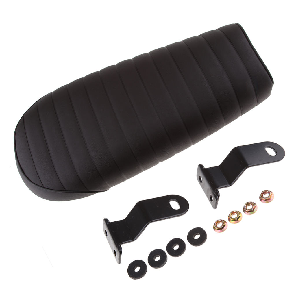 64cm Saddle Flat Cafe Racer Vintage Seat Cushion with Mounting Bracket
