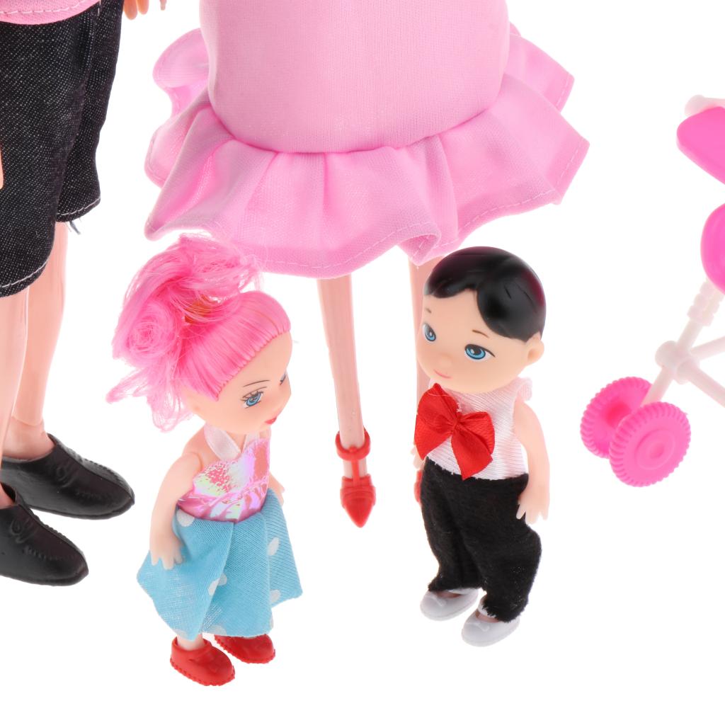 Pink Family Doll Educational Set Dad Pregnant Mother Daughter Son Baby in Mums