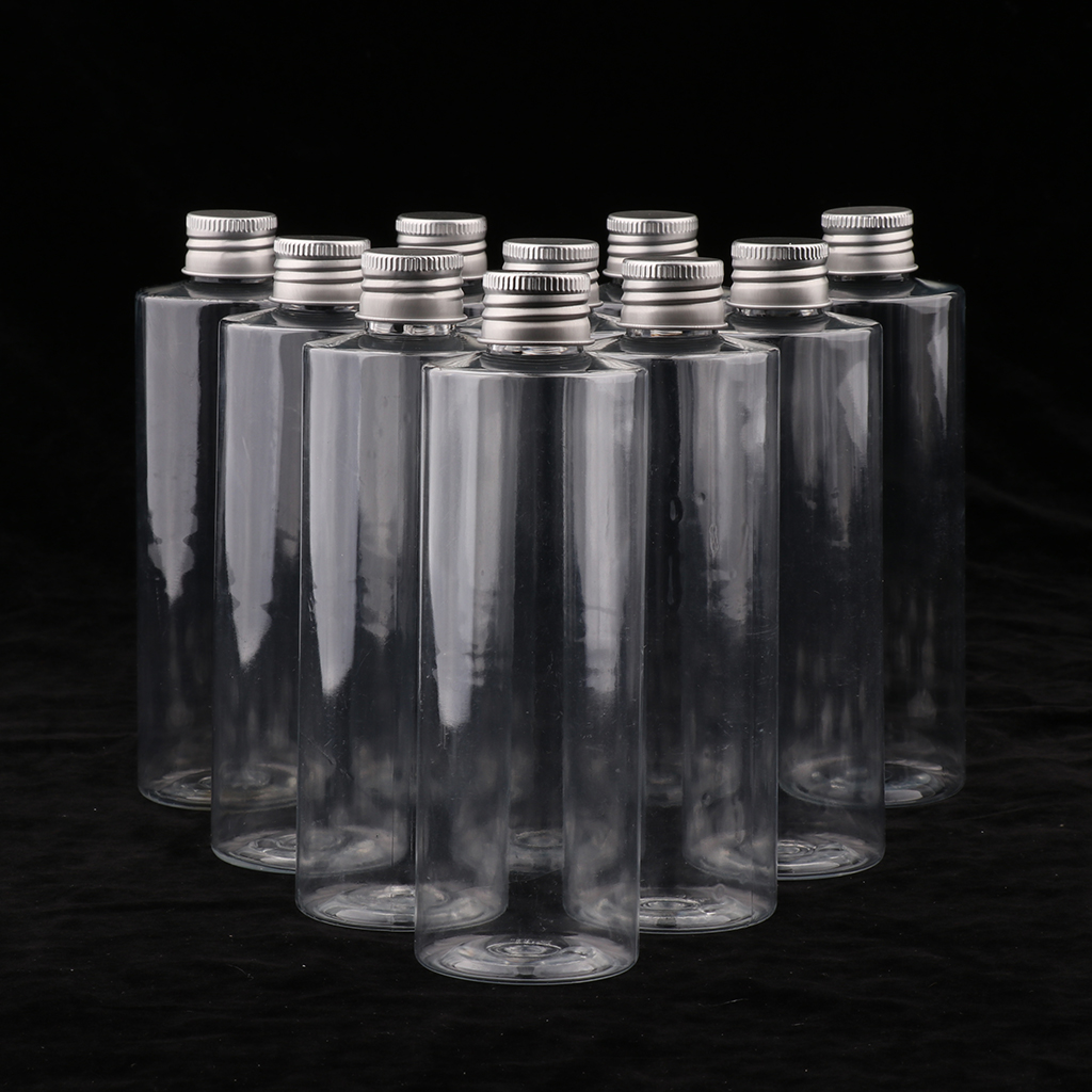 250ML Aluminum Screw Cap Clear Plastic Pet Bottles, Travel Containers for