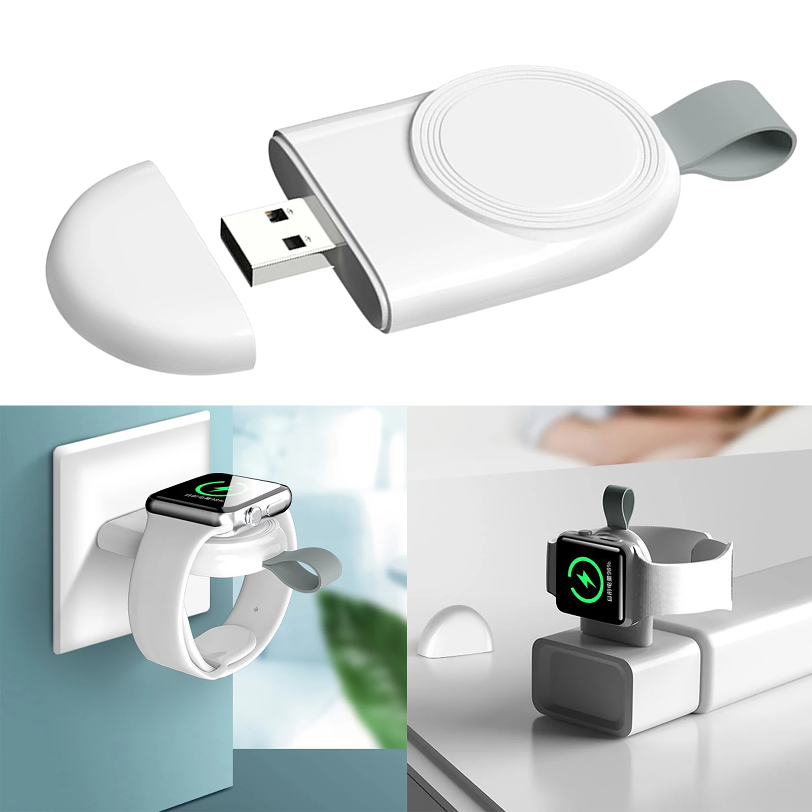 Portable Magnetic USB Wireless Charger For Apple Watch Series 1/2/3/4/5/6 White