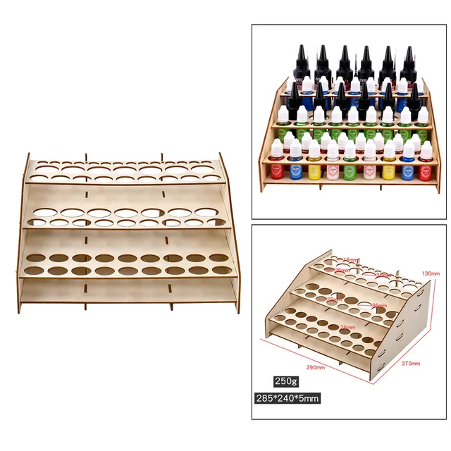 Wooden Paint Rack Diy Epoxy Tools Storage Box Organizer Holder 64 Pots -  Model Building Kits - AliExpress