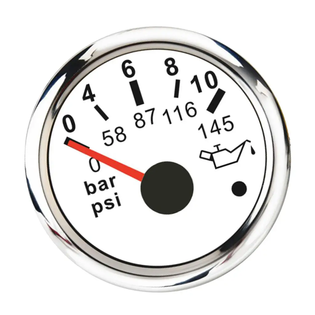 0 to 145 Psi Dial Range Scratch Resistant Electric Oil Pressure Gauge, 316  Stainless Steel, 2``