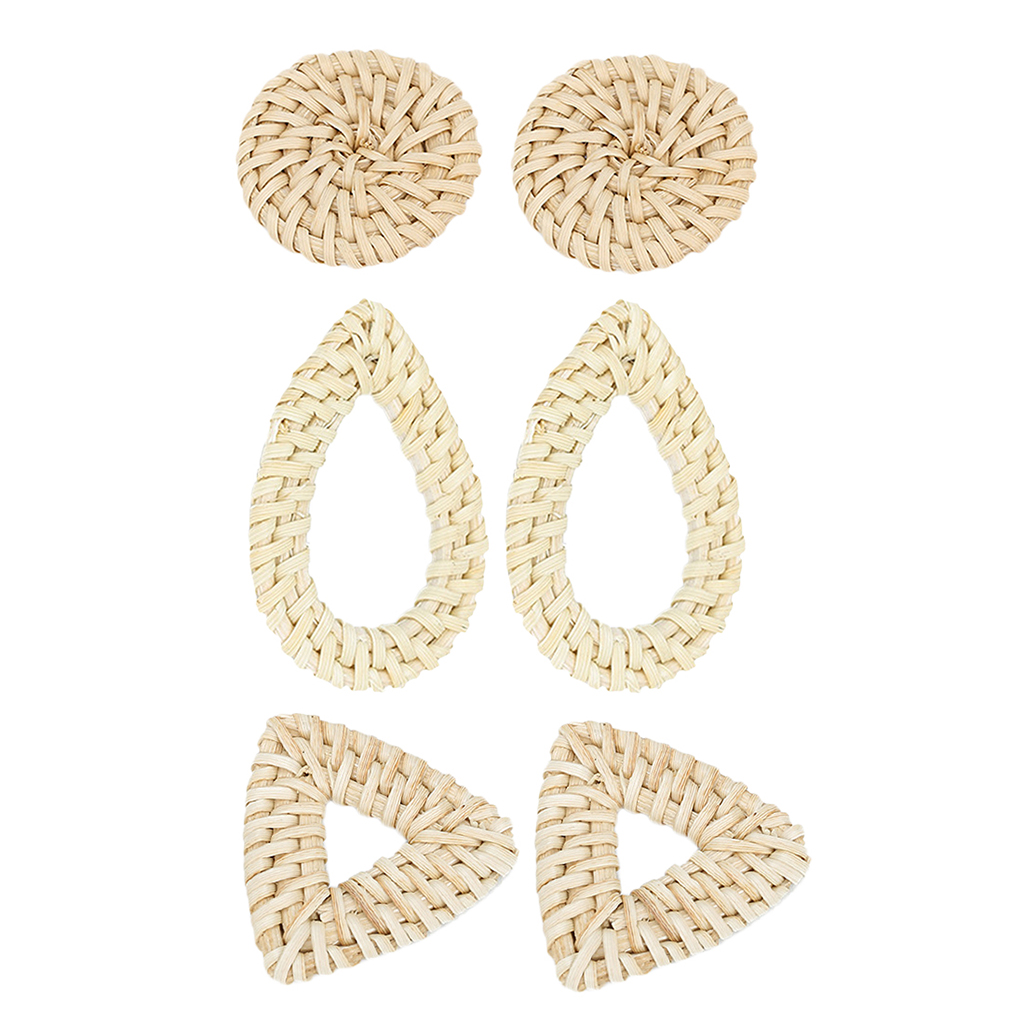3 Assorted Shapes Rattan Earring DIY Women Rattan Ear Stud Long Earrings Casual Jewelry