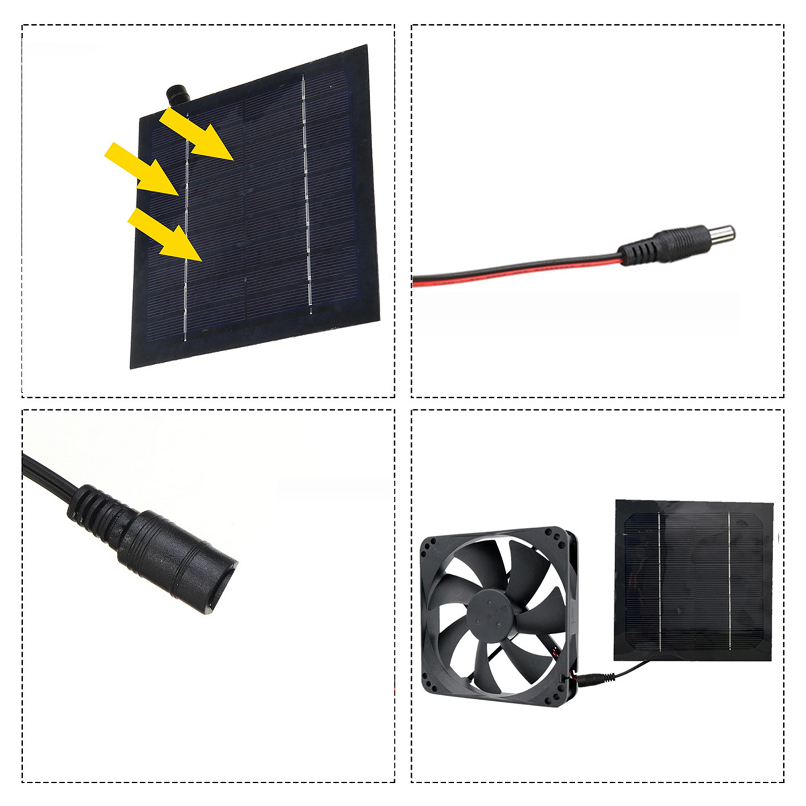 20W 6 Inch Solar Exhaust Fan Kit Air Extractor Mini Ventilator Solar Panel Powered Fan for Dog Chicken House Greenhouse