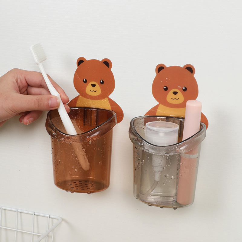 Bear Hug Storage Cup Punch-Free Drainable Multifunctional Toothbrush Holder