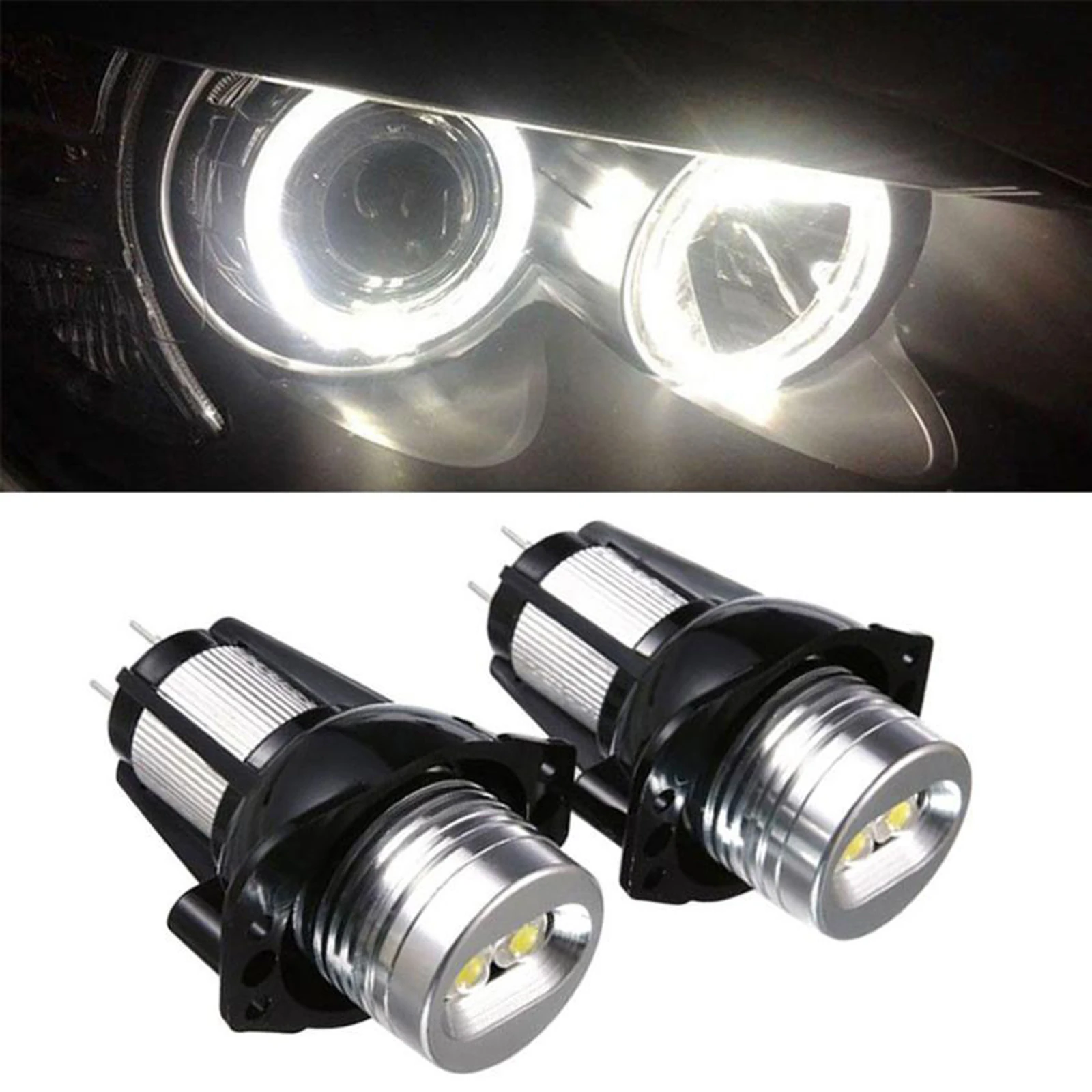 2Pcs High Power Angel Eyes Light Bulb, 12W 12V 6000K, Compatible with for BMW E90 E91 05-08 Replace Parts Accessories