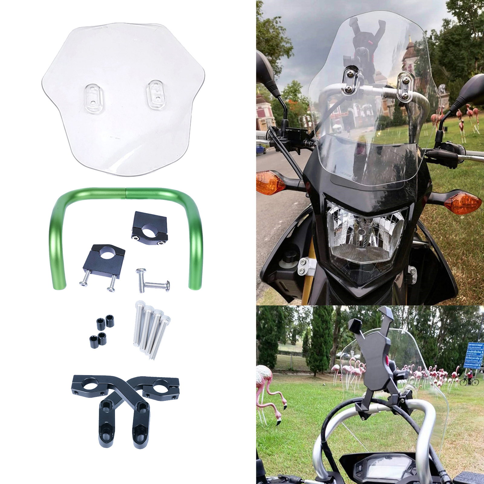 Universal Motorcycle Modification Windshield Wind Deflector with Mounting kit