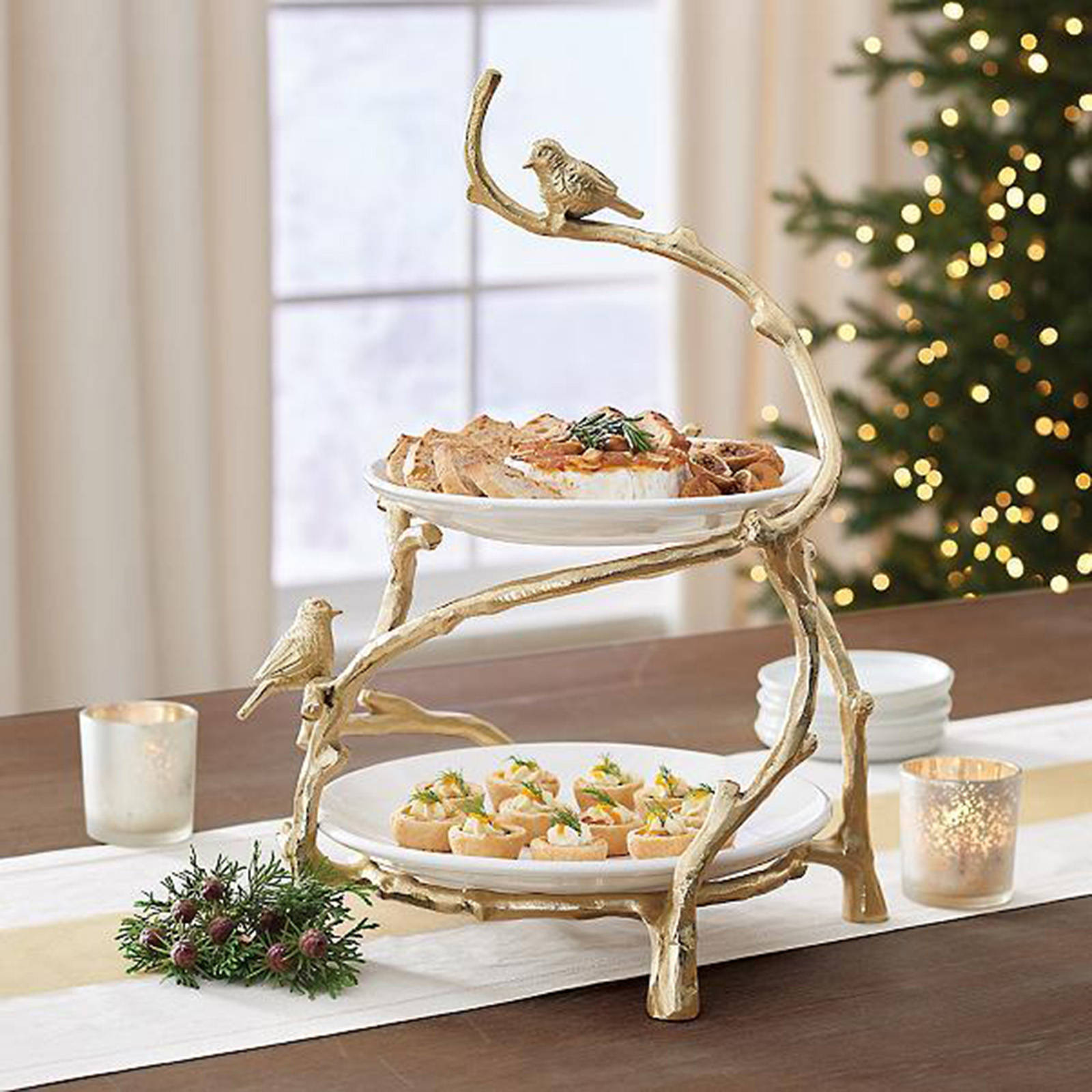 Two-Tiered Snack Tray Key Bracelet & Ring Storage Macaron Kitchen Accessories Sweets Dessert Plates Holder for Birthdays Wedding