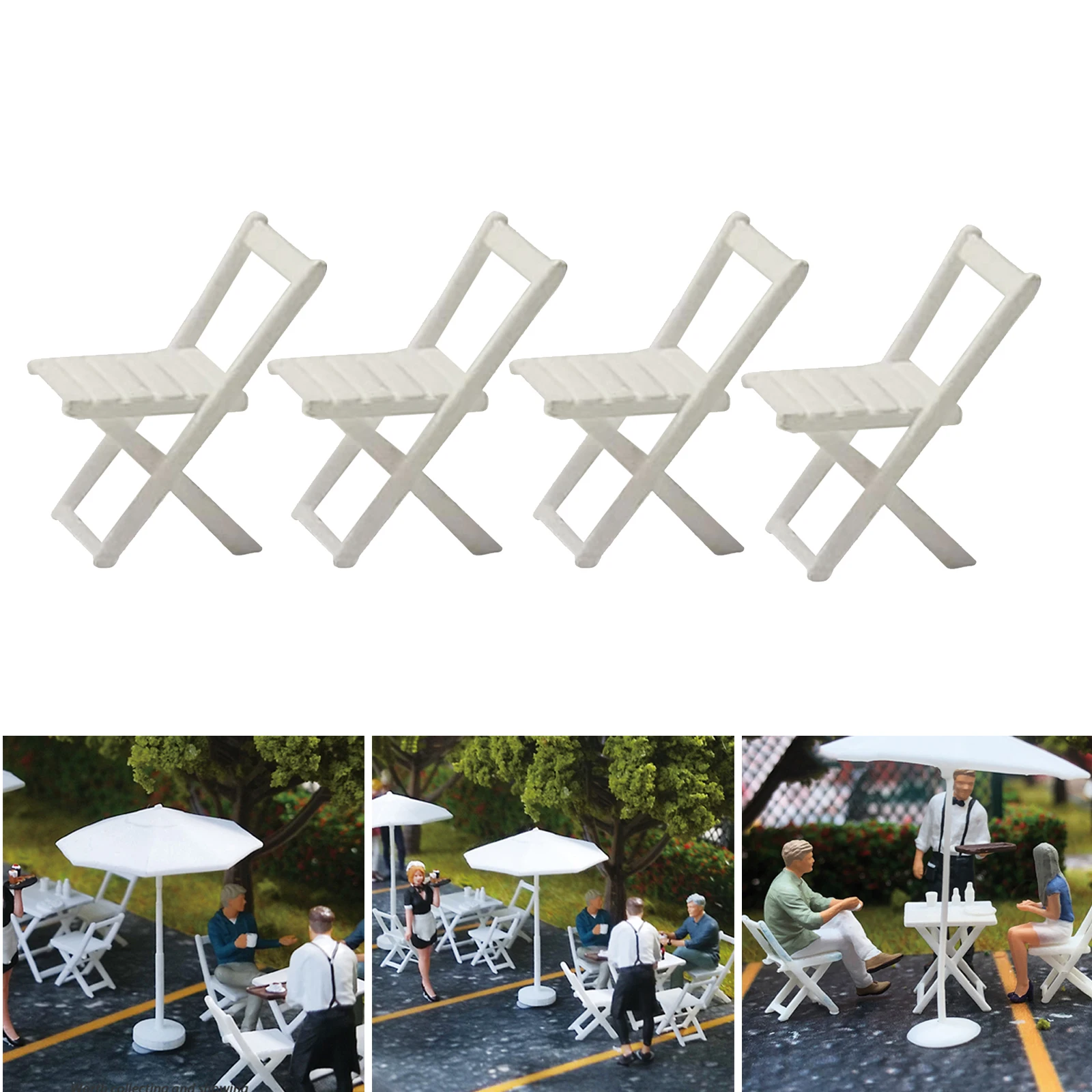 4pcs 1:64th Figures Model Resin Chair for Miniature Scenes, Diorama Decoration Accessories