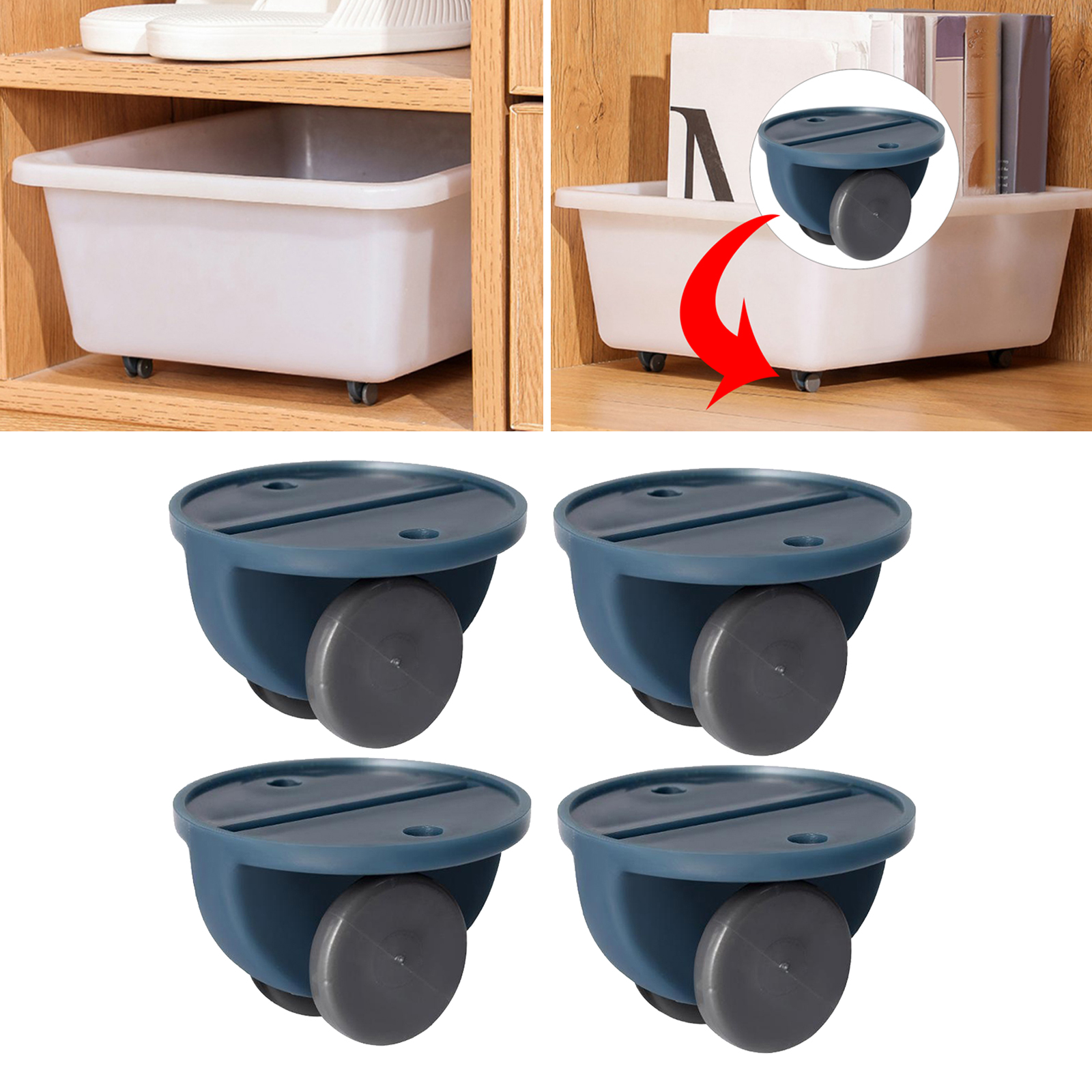 4Pc Furniture Caster Wheels, Storage Box Pulleys, Pastetable Scroll Wheel Fixed