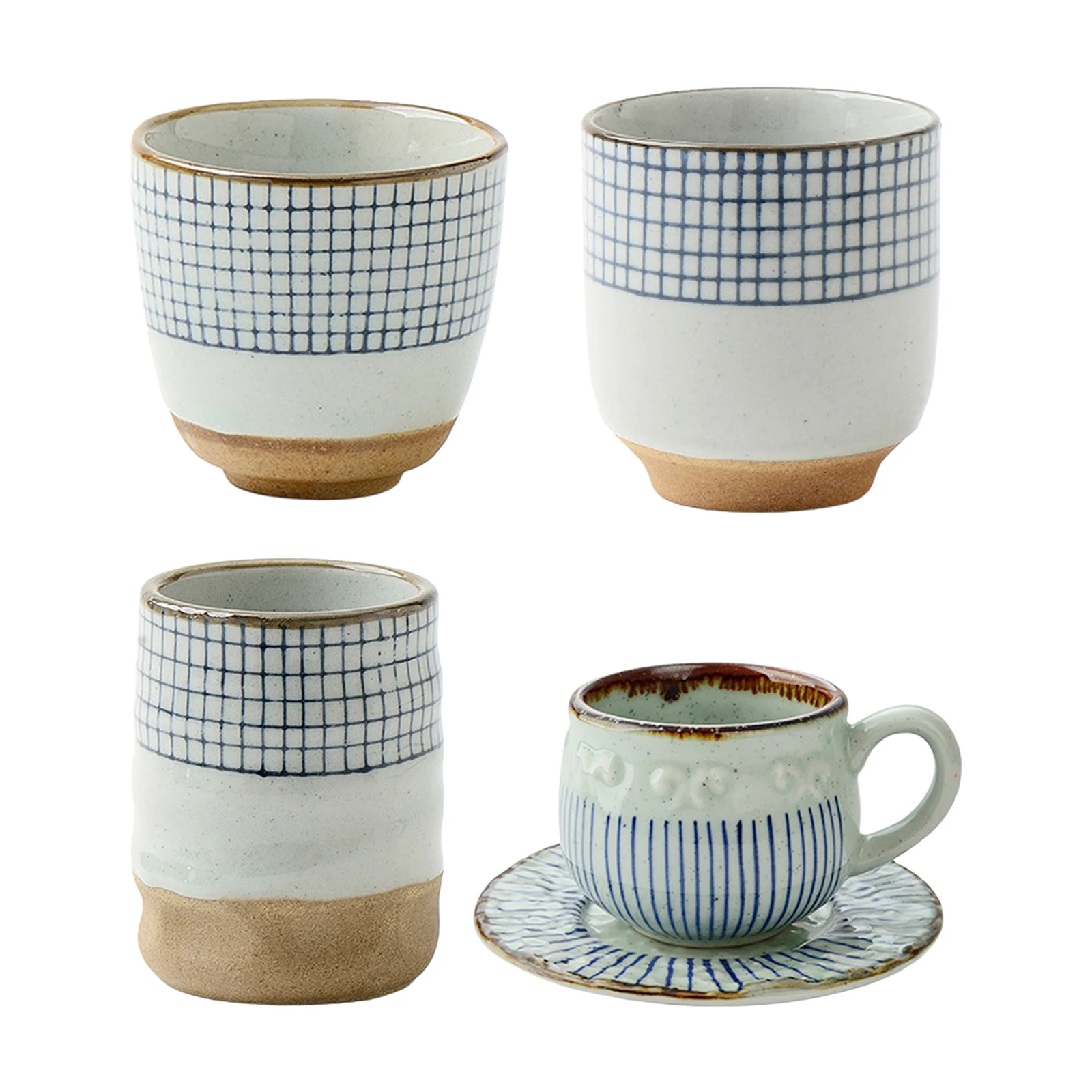 Japanese Pottery Tea Cup Mug Handpainted Ceramic Teacup Yunomi Tea Cup, No Handles