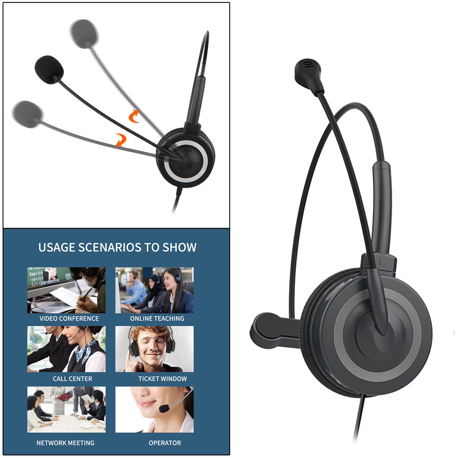 3.5mm Wired Headphone Audio Controls for School Office Classroom Call Center