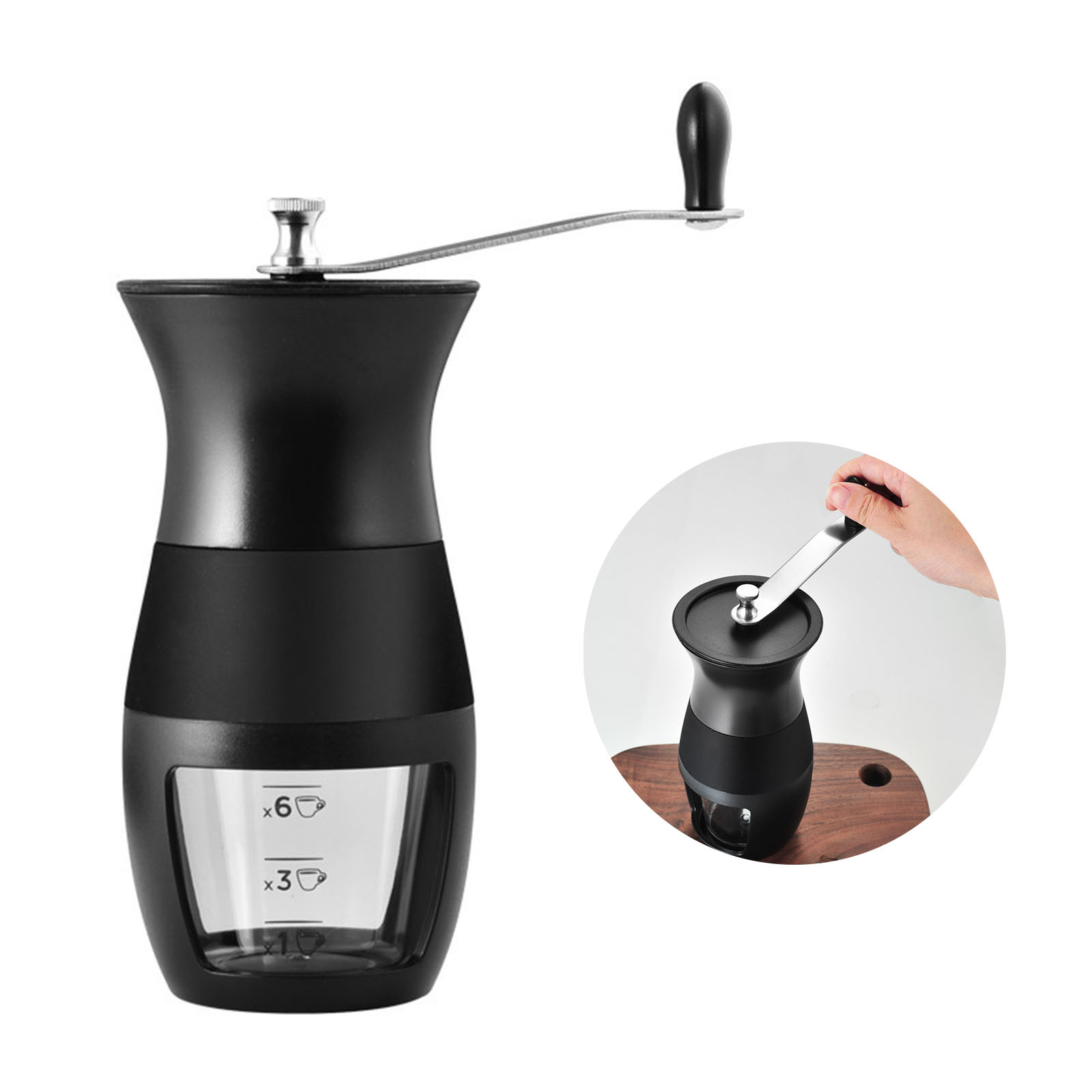 Manual Coffee Grinder Hand ABS Plastic Portable Coffee Bean Grinder for Travel Camping